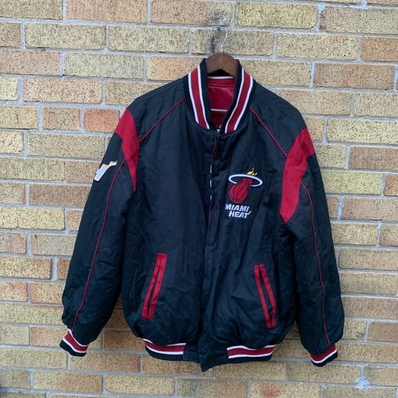 Vintage Reversible Miami Heat Bomber Jacket Large Giii By Carl Banks NBA - Picture 2 of 9